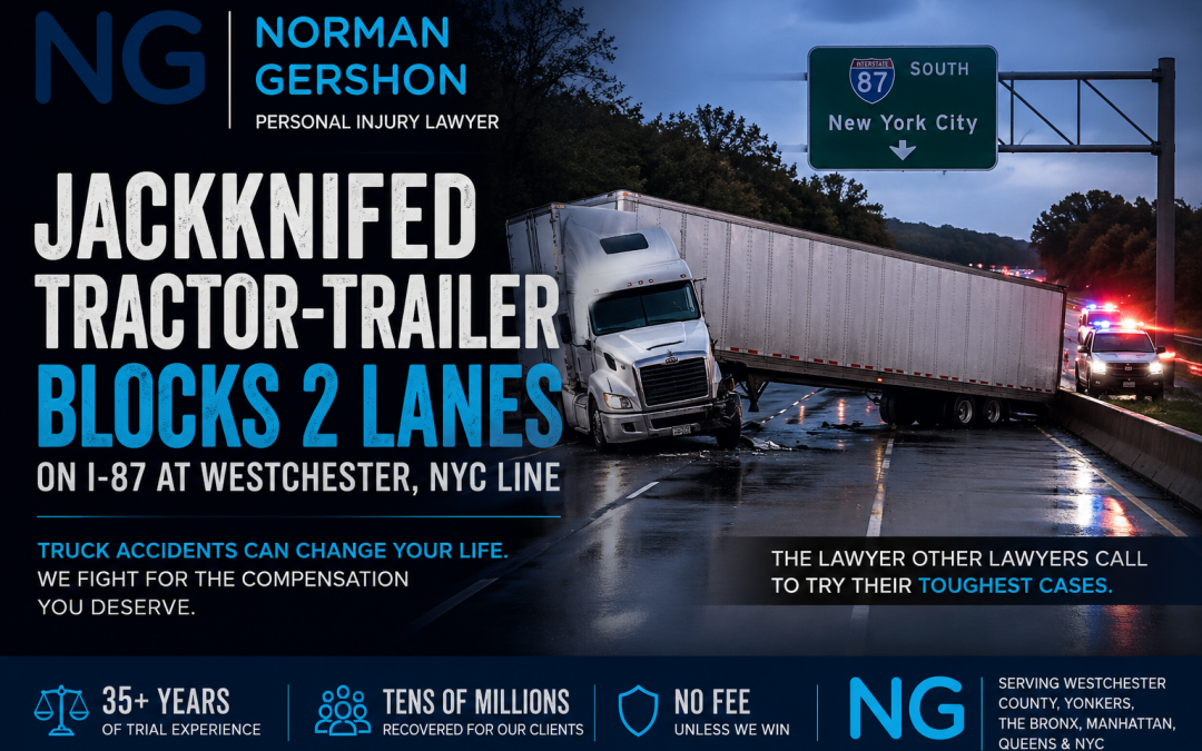Jackknifed Tractor-Trailer on I-87 Highlights the Dangers of Truck Accidents in Westchester County and NYC
